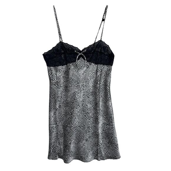 Y2K Morgan Taylor Intimates Women’s Lace Trim Polka‎ Dot Slip Chemise Size M - Picture 1 of 5